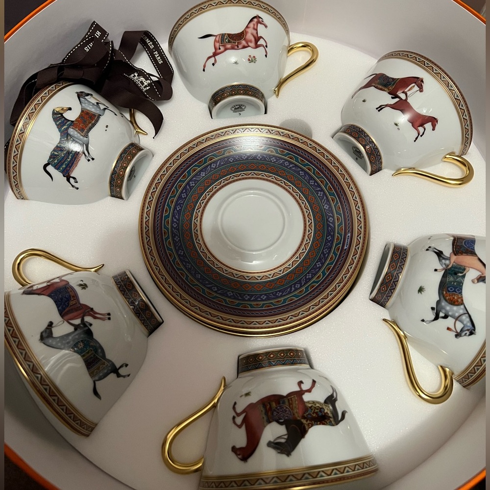 Authentic Vintage Hermès Cheval D’Orient Tea Set (6 serving)